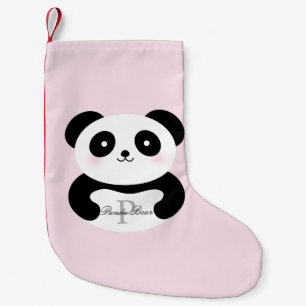 Cute Girly Baby Panda Beer Monogram Kleine Kerstsok