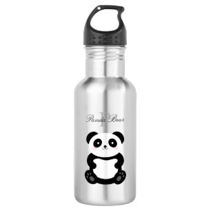 Cute Girly Baby Panda Beer Monogram Waterfles