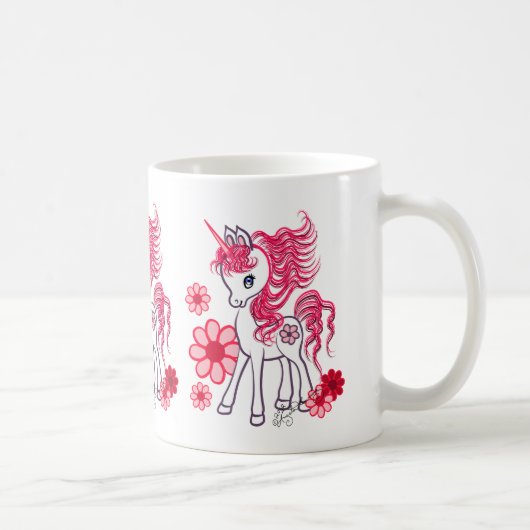 Cute Girly Baby Unicorn Red Koffiemok (Rechts)