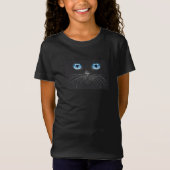 Cute Girly Black Fun Blue Cat Eyes T-shirt (Voorkant)