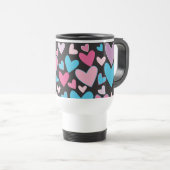 Cute Girly Blue Pink en Paars Hearts Pattern Reisbeker (Voorkant rechts)