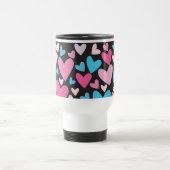Cute Girly Blue Pink en Paars Hearts Pattern Reisbeker (Center)