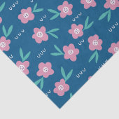 Cute Girly Blue & Pink Floral Tissuepapier (Detail)