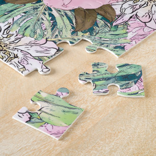 Cute Girly Blush Pink & White Floral Illustration Legpuzzel