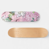 Cute Girly Blush Pink & White Floral Illustration Skateboard (Horizontaal)