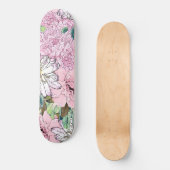 Cute Girly Blush Pink & White Floral Illustration Skateboard (Voorkant)