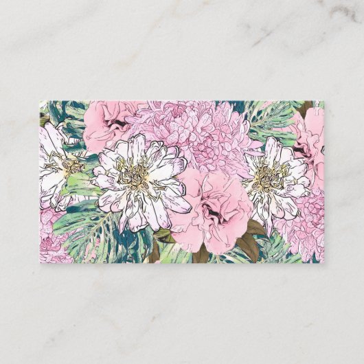 Cute Girly Blush Pink & White Floral Illustration Visitekaartje (Voorkant)