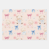 Cute Girly Bow Teddy Bears Seamless Pattern Inpakpapier Vel (Voorkant 2)