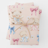 Cute Girly Bow Teddy Bears Seamless Pattern Inpakpapier Vel (In situ)