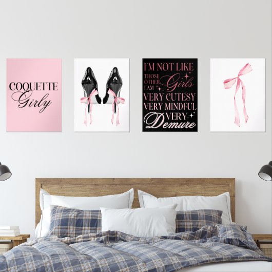 Cute Girly Bow Wall Wall Art Sets (Chambre à coucher)