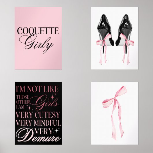 Cute Girly Bow Wall Wall Art Sets (Recto)