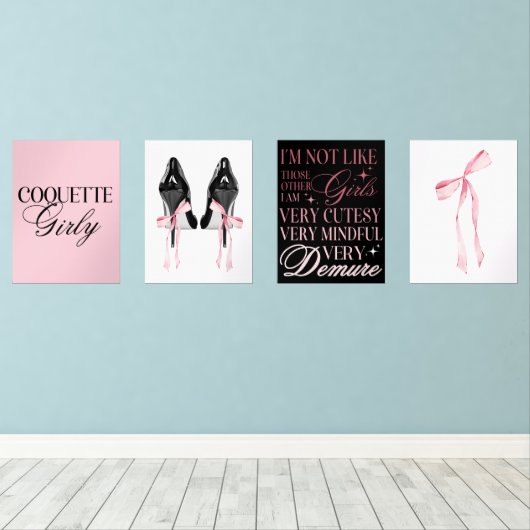 Cute Girly Bow Wall Wall Art Sets (Parquet)