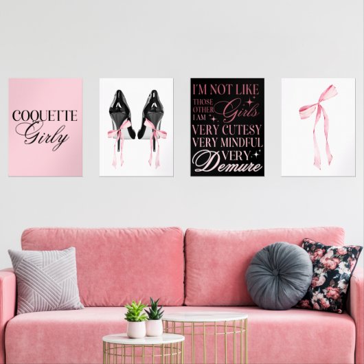 Cute Girly Bow Wall Wall Art Sets (Salon)