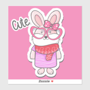 Cute Girly Bunny Sticker