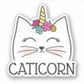 Cute Girly Caticorn Sticker (Voorkant)