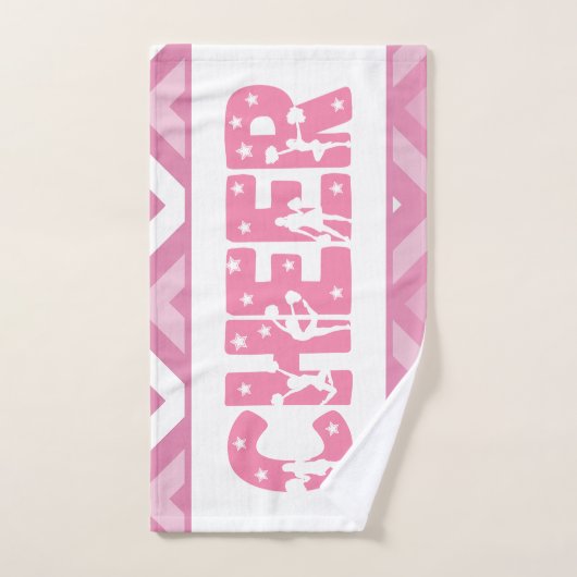 Cute Girly Cheer Typography Cheerleader Star Text Handdoek (Handdoek)