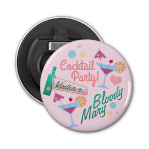 Cute Girly Cocktail Party Collage Button Flesopener