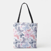 Cute Girly Colorful Butterfly Illustration Pattern Draagtas (Achterkant)