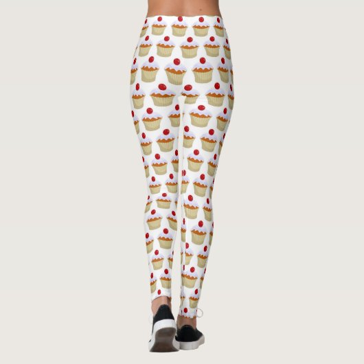 Cute Girly Cupcake met Cherry op Top Leggings (Achterkant)