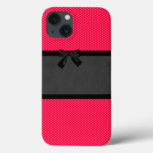 Cute Girly Elegant Red Polka Dots - Black Bow Case-Mate iPhone Case (Achterkant)