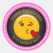 Cute Girly Emoji Birthday Hartelijk dank Ronde Sticker (Voorkant)