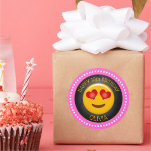 Cute Girly Emoji Verjaardagsfeestje Ronde Sticker