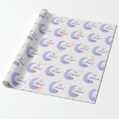 Cute Girly Floral Crescent Islamic Eid Mubarak Cadeaupapier (Uitgerold)