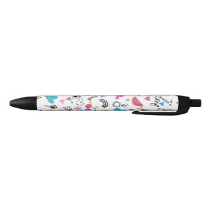 Cute Girly Fun Unicorn Rainbow Stars Butterflies Zwarte Inkt Pen