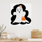 Cute Girly Ghost Halloween Trick or Treat Poster (Keuken)