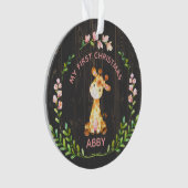 Cute Girly Giraffe Baby's Eerste Kerstmis Ornament (voorkant)