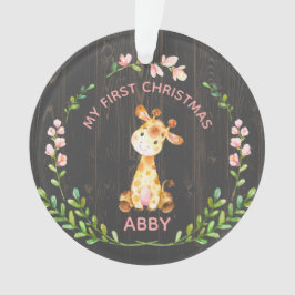 Cute Girly Giraffe Baby's Eerste Kerstmis Ornament