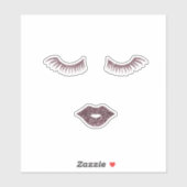 Cute Girly Glitter Faux Lashes, Lips Sticker (Vel)