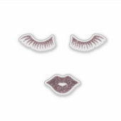 Cute Girly Glitter Faux Lashes, Lips Sticker (Voorkant)