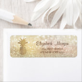Cute Girly Gold Ananas Bokeh Étiquette de adresse (En situation)