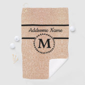 Cute Girly Gold glitter Black monogram chic Golfhanddoek (Insitu)