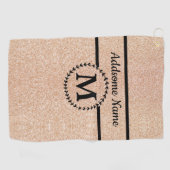 Cute Girly Gold glitter Black monogram chic Golfhanddoek (Horizontaal)
