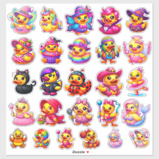 Cute Girly Halloween Costume Rubber Duck Stickers