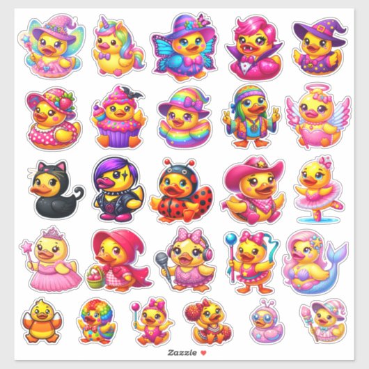 Cute Girly Halloween Costume Rubber Duck Stickers (Feuille)