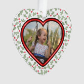 Cute Girly Heart Photo Holly Feuille Noël (devant)