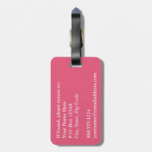 Cute Girly Hot Pink Red Glitter Monogram Contact Bagagelabel (Achterkant verticaal)