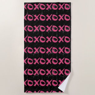 Cute girly hot roze zwarte marmer xoxo hugs kisses strandlaken