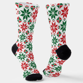 Cute Girly-kerstsnowflake, geïllustreerd patroon Sokken