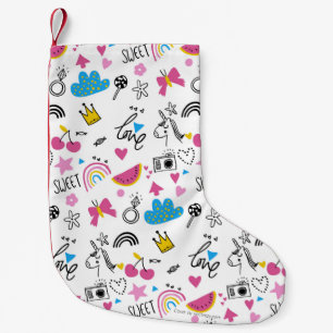 Cute Girly Kinder Cartoon Modern geïllustreerd pat Kleine Kerstsok