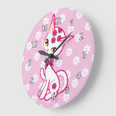 Cute girly Kitty Cat Pink ~ Grote Klok (Hoek)