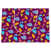 Cute Girly Kleurrijk Paarse Dinosaurus Thema Verja Groot Cadeauzakje (Voorkant)