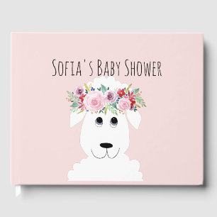 Cute Girly Lamb Waterverf Flowers Baby shower Gastenboek