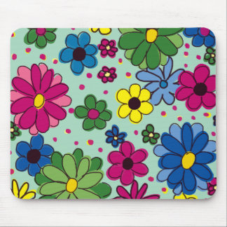 Cute, Girly Mint Green with Colorful Floral Muismat