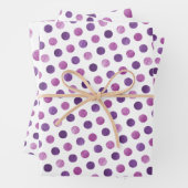Cute Girly Modern Elegant Polka Dots White Paars Inpakpapier Vel (In situ)