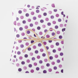 Cute Girly Modern Elegant Polka Dots White Paars Inpakpapier Vel