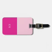 Cute Girly Modern Pink Monogrammed Initialen Bagagelabel (Voorkant horizontaal)